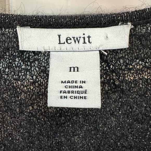 Lewit Metallic Mohair Blend V-Neck Tie Sleeve Sweater Size Medium - Picture 9 of 12